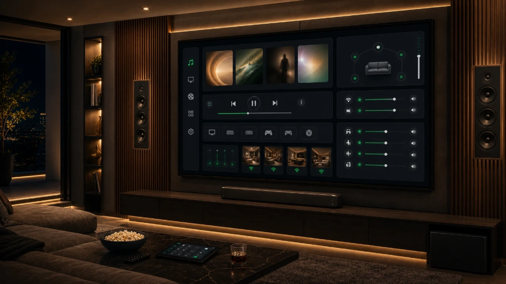 Interactive smart home control platform demonstrating integrated technology systems