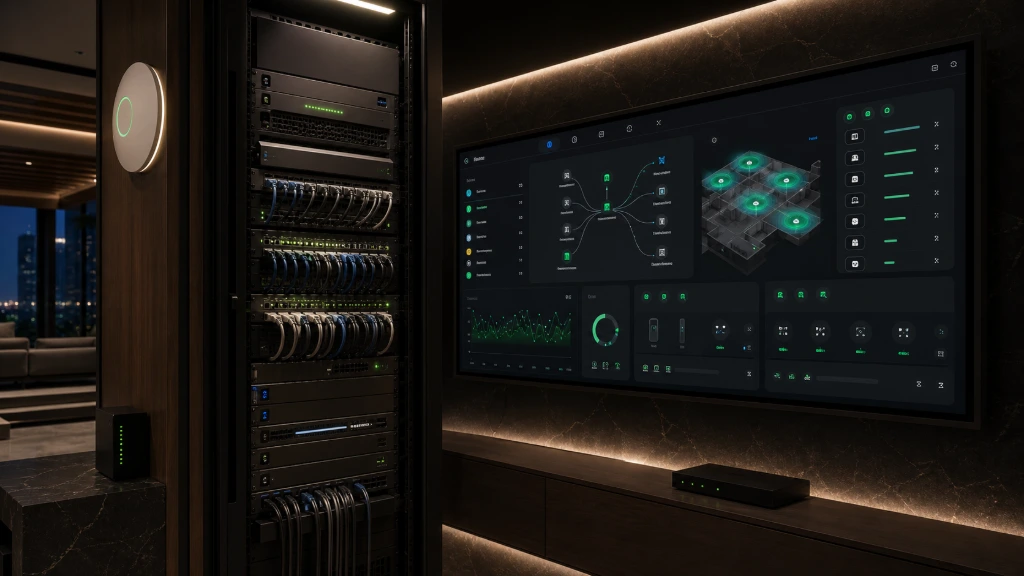 Centralized smart home control dashboard displayed within the RAYLAV showroom