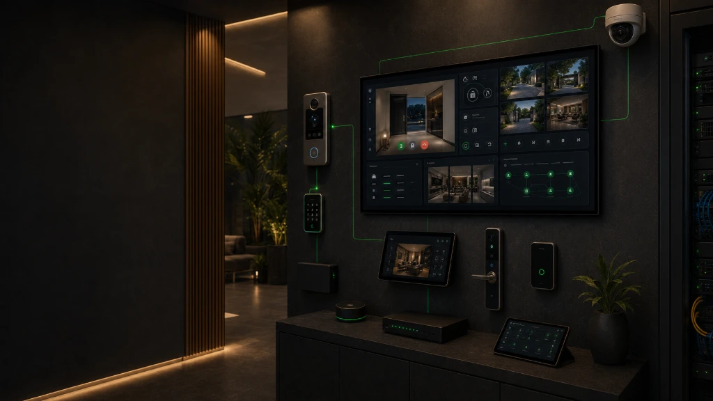Indoor video intercom display monitoring visitors and access requests