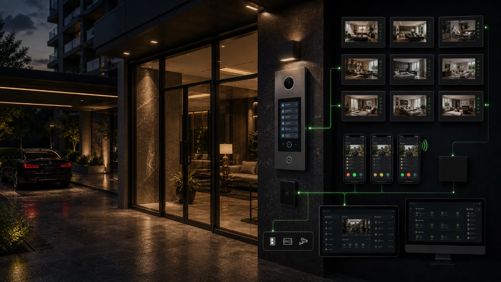 Video door entry panel with integrated visitor communication technology
