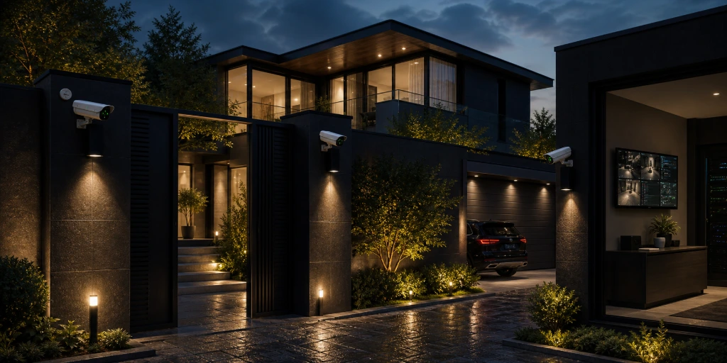 Luxury property protected by integrated CCTV surveillance infrastructure