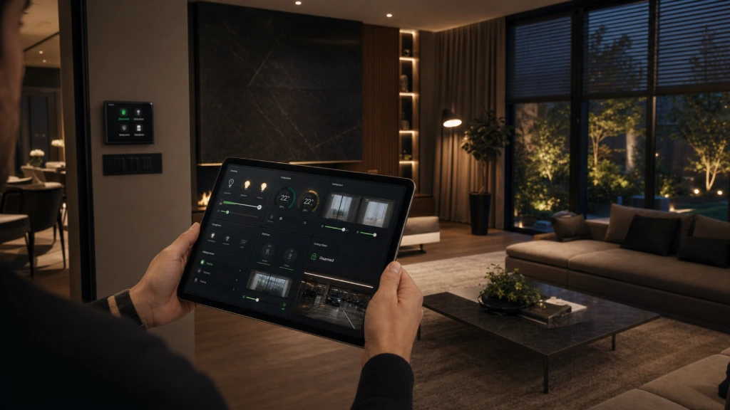 Mobile Home Assistant dashboard controlling connected smart devices