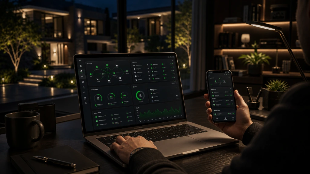 Advanced networking dashboard displaying connectivity and operational analytics