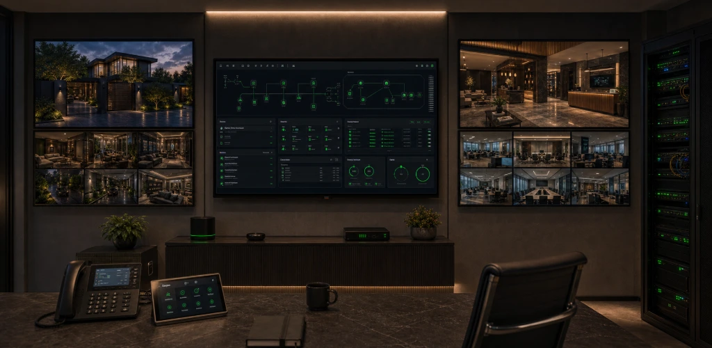 Centralized network monitoring dashboard displaying performance and connectivity metrics