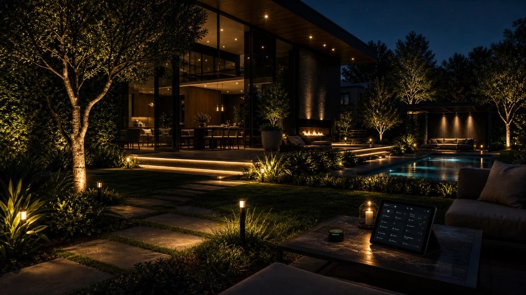 Landscape lighting integrated with intelligent outdoor automation systems