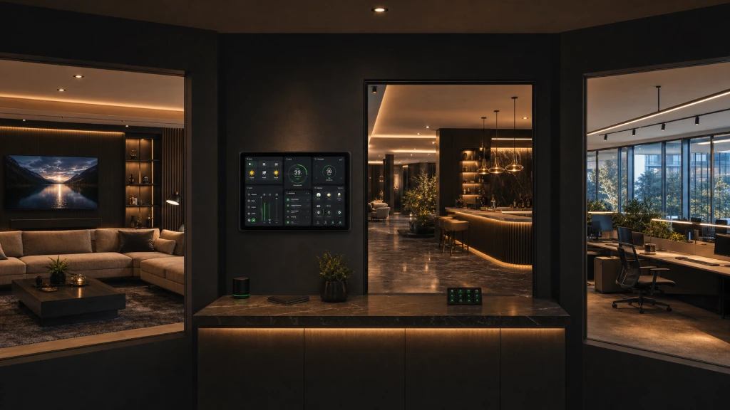 Centralized smart lighting dashboard controlling residential lighting scenes