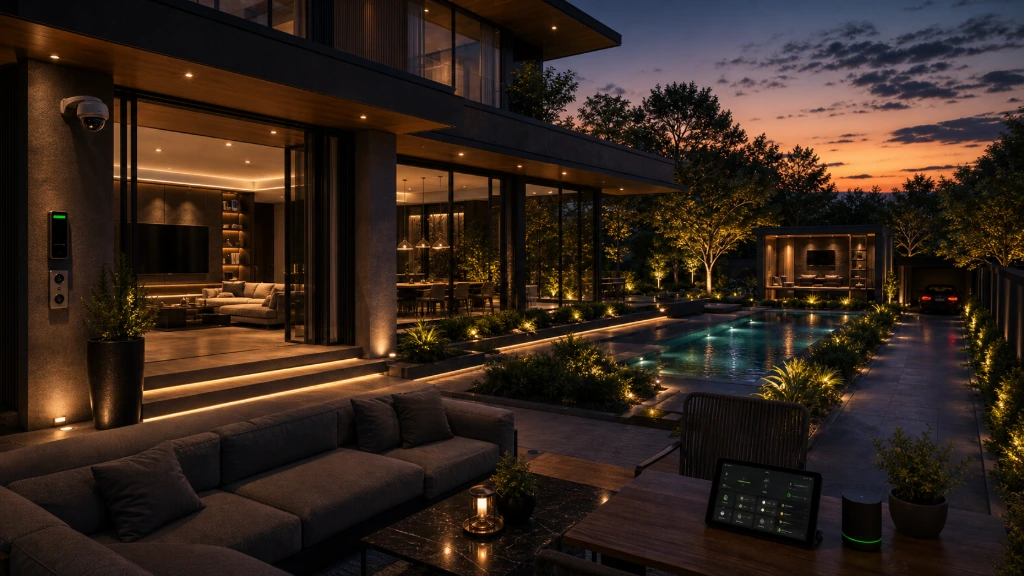 Premium residence showcasing integrated indoor and outdoor smart lighting