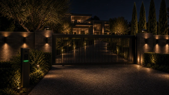 Secure automated gate protecting a luxury residential property