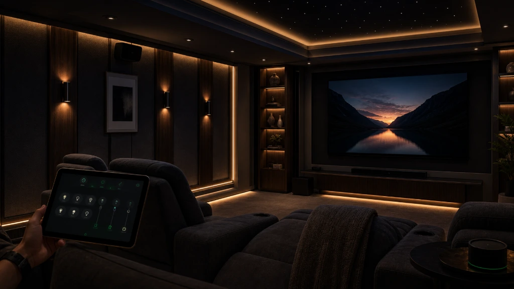 Luxury bedroom entertainment system connected to a home cinema environment