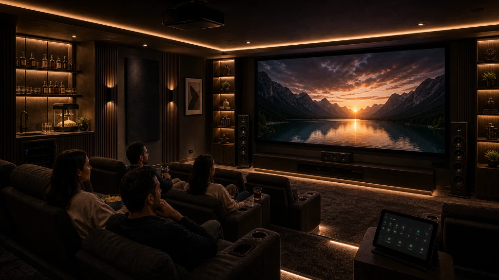 Luxury home theater showcasing high-definition projection and surround sound