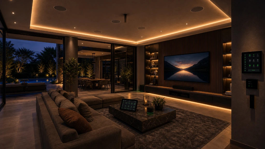 Luxury home cinema and entertainment environment within a smart residential villa