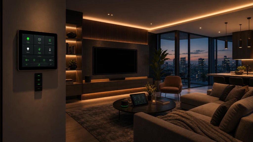 Premium apartment interior with intelligent lighting and automation systems