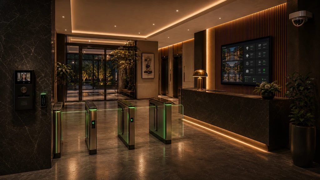 Apartment access control entrance with integrated security technology