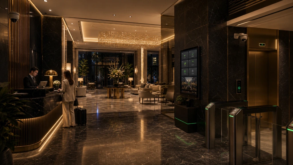 Hotel operations center managing security, networking and guest services