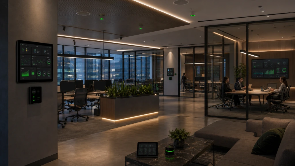 Corporate office environment enhanced by intelligent building technologies