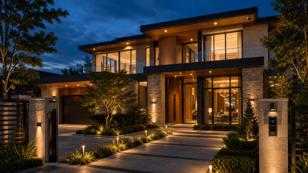 Modern luxury home featuring an integrated smart home system with intelligent lighting, CCTV surveillance, smart access control, and home automation technologies installed by RAYLAV Home Automations &amp; Security.
