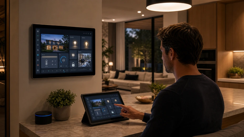 Professional smart home installation showcasing centralized home automation, remote monitoring, intelligent lighting, and integrated security systems for modern residential living.