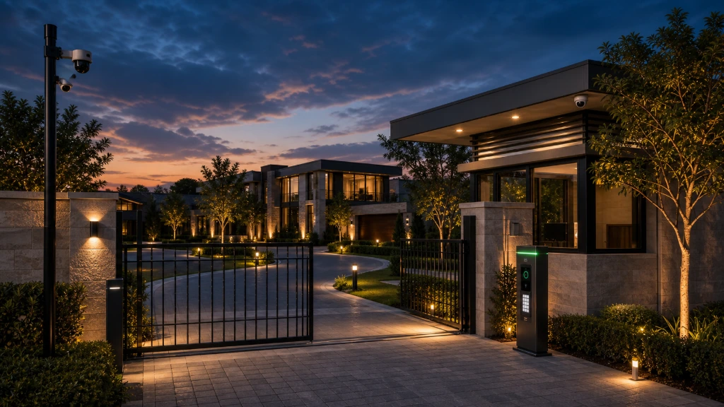 Professional security installation showcasing integrated smart door locks, video surveillance, alarm systems, and connected home automation managed through a single intelligent platform.