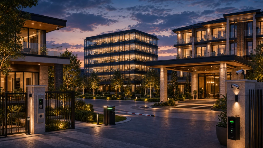 Modern commercial building showcasing RAYLAV's integrated technology solutions, delivering intelligent automation, advanced security, and connected environments for residential and commercial developments.