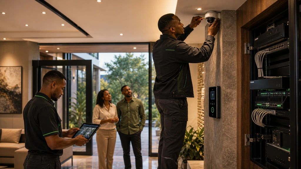 RAYLAV engineer configuring Hikvision AI security cameras and intelligent monitoring