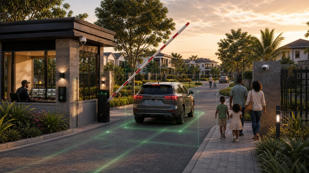 Residential driveway monitored by Hikvision intelligent security cameras