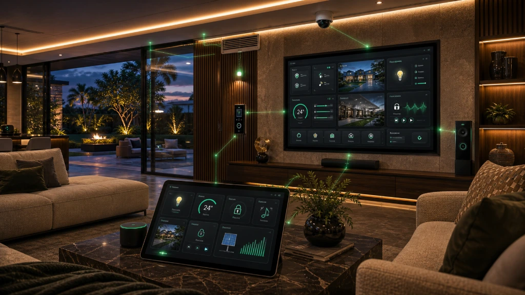 Home Assistant dashboard providing centralized smart home control and monitoring