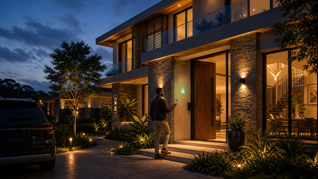 Luxury modern home secured with NUKI smart lock and keyless entry technology