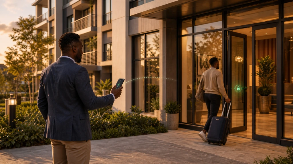 Resident entering a modern home with secure NUKI keyless smart lock