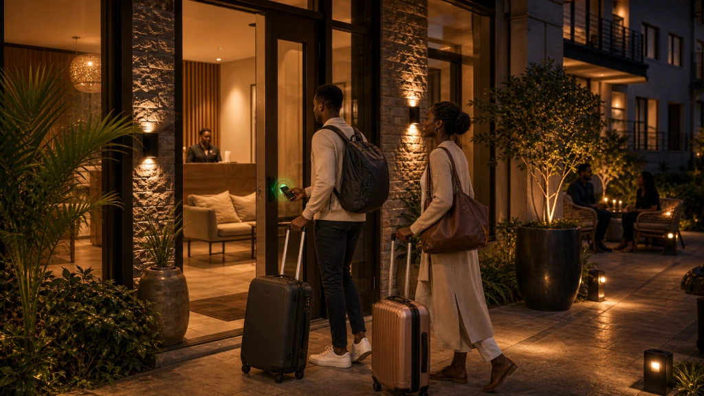 Hotel guest using NUKI smart lock for secure and convenient room access