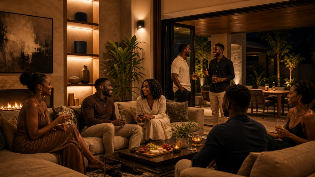Elegant living room with Sonos multi-room audio creating an immersive entertainment experience