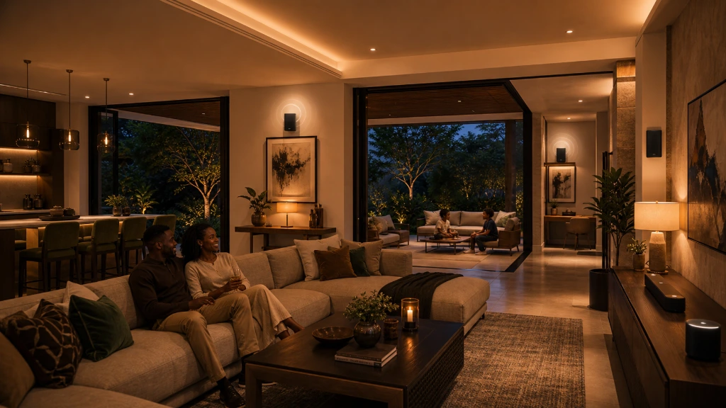 Luxury modern home enjoying immersive Sonos multi-room audio and premium entertainment