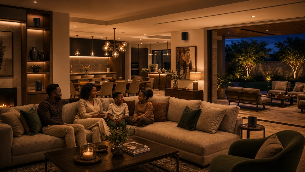 Family relaxing with Sonos wireless audio throughout a connected smart home