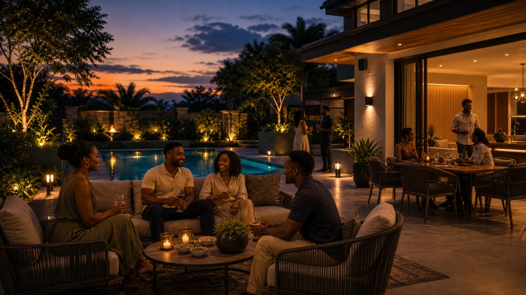 Friends enjoying music together with Sonos whole-home audio at sunset